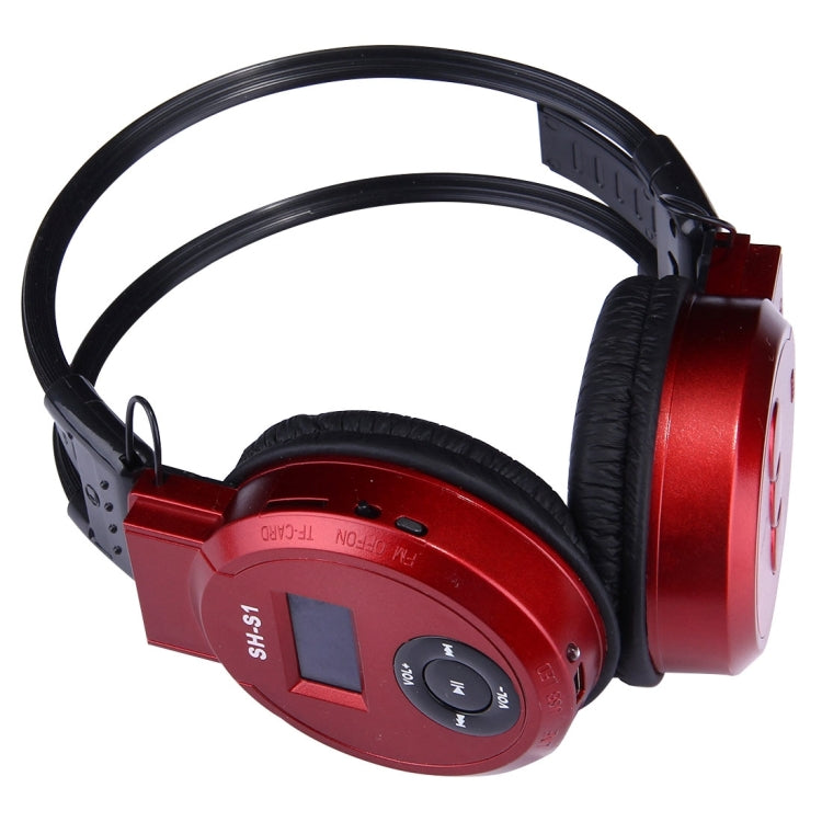 SH-S1 Stereo de alta fidelidad plegable Deportes Wireless Auricular con Pantalla LCD para mostrar la información de pista y Tarjeta de TF / SD Para Smart Phones iPad Laptop y Notebook y MP3 u otros dispositivos de Audio (Rojo)