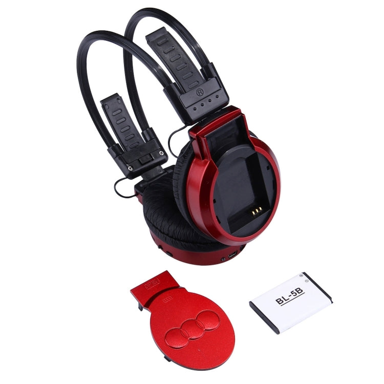 SH-S1 HiFi Stereo Foldable Sports Wireless Headphone with LCD Display Track Information and TF/SD Card for Smart Phones iPad Laptop and Notebook and MP3 or Other Audio Devices (Red)