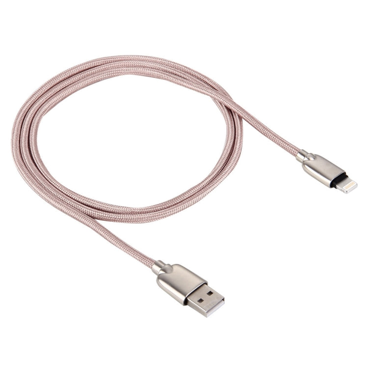 1 m gewebter 108-Kupferkern 8-polig auf USB-Datensynchronisations-Ladekabel für iPhone iPad (Rosa)