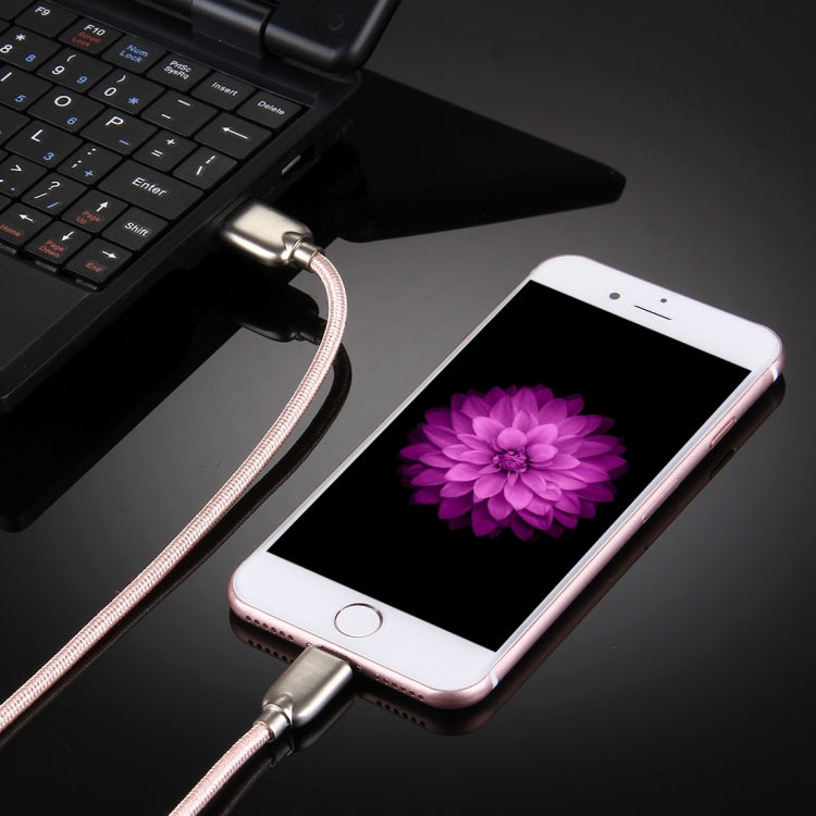 1M tejido 108 núcleos de cobre 8 pin a Cable de Carga de Sincronización de Datos USB para iPhone iPad (Rosa)