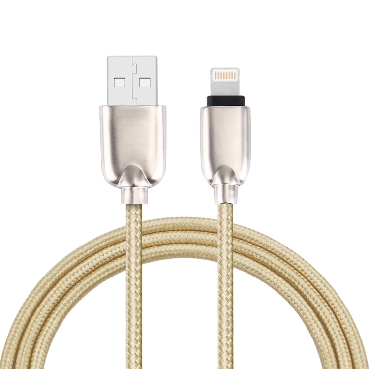 1M Woven 108 Copper Core 8 Pin to USB Data Sync Charging Cable for iPhone iPad (Gold)