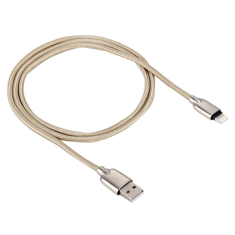1M Woven 108 Copper Core 8 Pin to USB Data Sync Charging Cable for iPhone iPad (Gold)