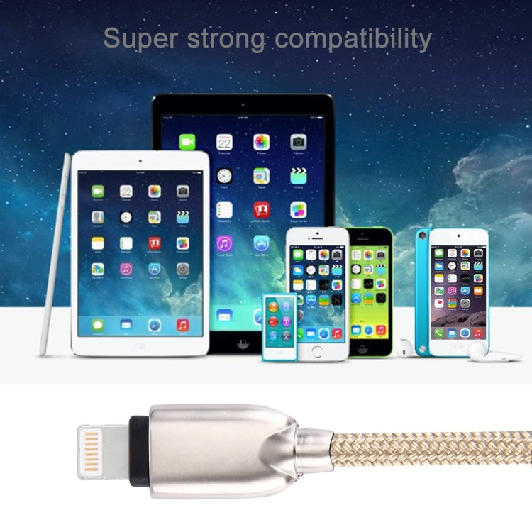 1M tejido 108 núcleos de cobre 8 pin a Cable de Carga de Sincronización de Datos USB para iPhone iPad (Dorado)