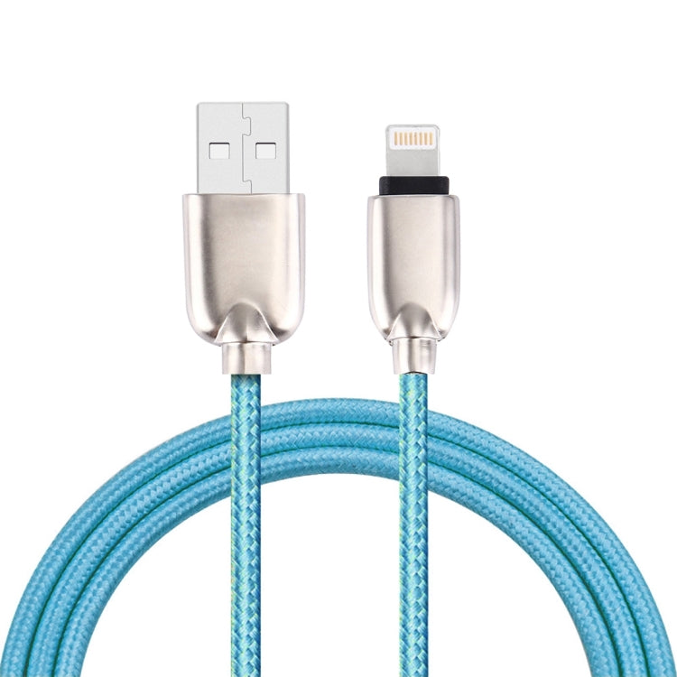 1M Woven 108 Copper Core 8 Pin to USB Data Sync Charging Cable for iPhone iPad (Blue)