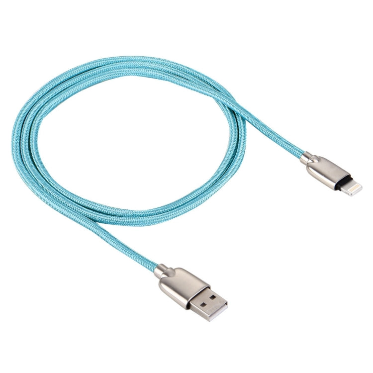 1M Woven 108 Copper Core 8 Pin to USB Data Sync Charging Cable for iPhone iPad (Blue)
