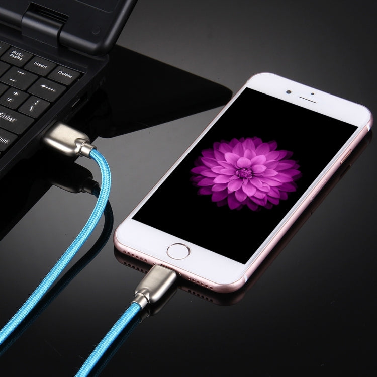 1M tejido 108 núcleos de cobre 8 pin a Cable de Carga de Sincronización de Datos USB para iPhone iPad (Azul)