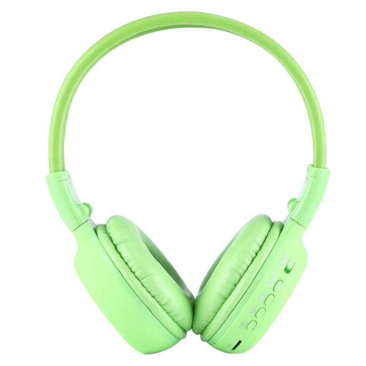 BS-N65 Foldable Wireless Stereo HiFi Headphones with Headband with LCD Display and TF Card Slot and LED Indicator Light and FM Function (Green)