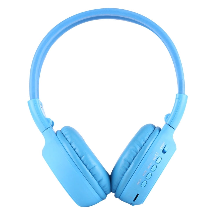 BS-N65 Foldable Wireless Stereo HiFi Headphones with Headband with LCD Display and TF Card Slot and LED Indicator Light and FM Function (Blue)