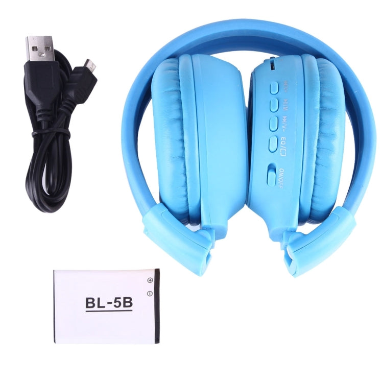BS-N65 Auriculares Inalámbricos Stereo HiFi plegables con Diadema con Pantalla LCD y ranura para Tarjeta TF y luz indicadora LED y función FM (Azul)