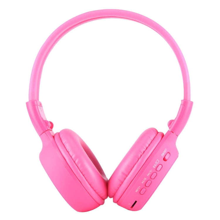Foldable Wireless HiFi Stereo Headphones with Headband BS-N65 with LCD Screen and TF Card Slot and LED Indicator Light and FM Function (Magenta)