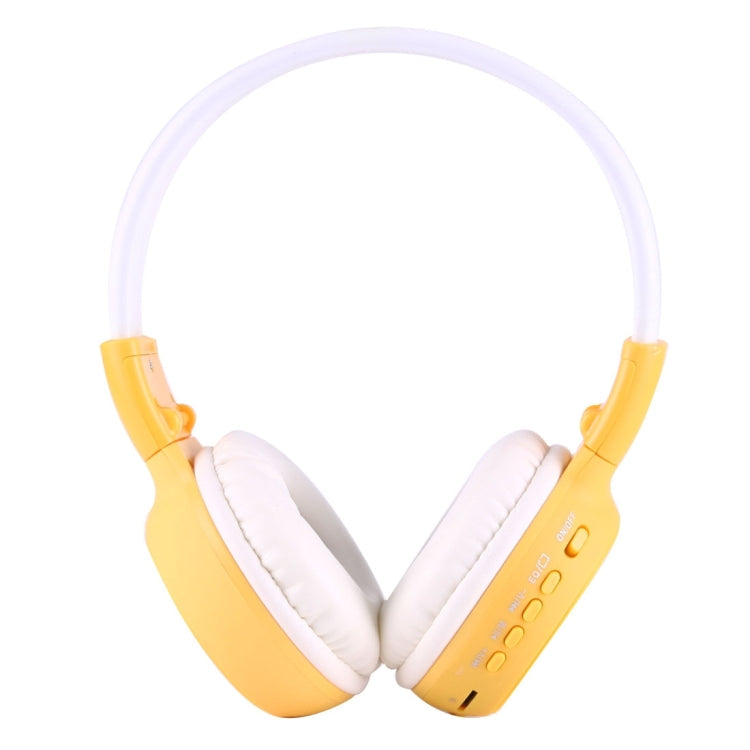 BS-N65 Foldable Wireless Stereo HiFi Headphones with Headband with LCD Display and TF Card Slot and LED Indicator Light and FM Function (Yellow)