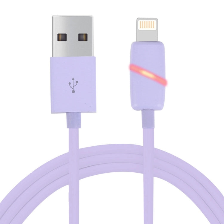 1M Circular Bobbin Bobin Box Style 8 Pin a USB Cable de Sincronización de Datos con indicador para iPhone iPad (púrpura)