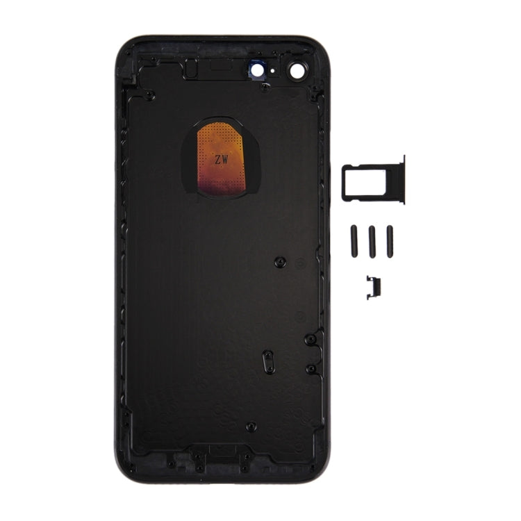 6 in 1 For iPhone 7 (Battery Cover + Card Tray + Volume Control Key + Power Button + Mute Switch Vibrate Key + Signal) Full Assembly Housing Cover (Jet Black)