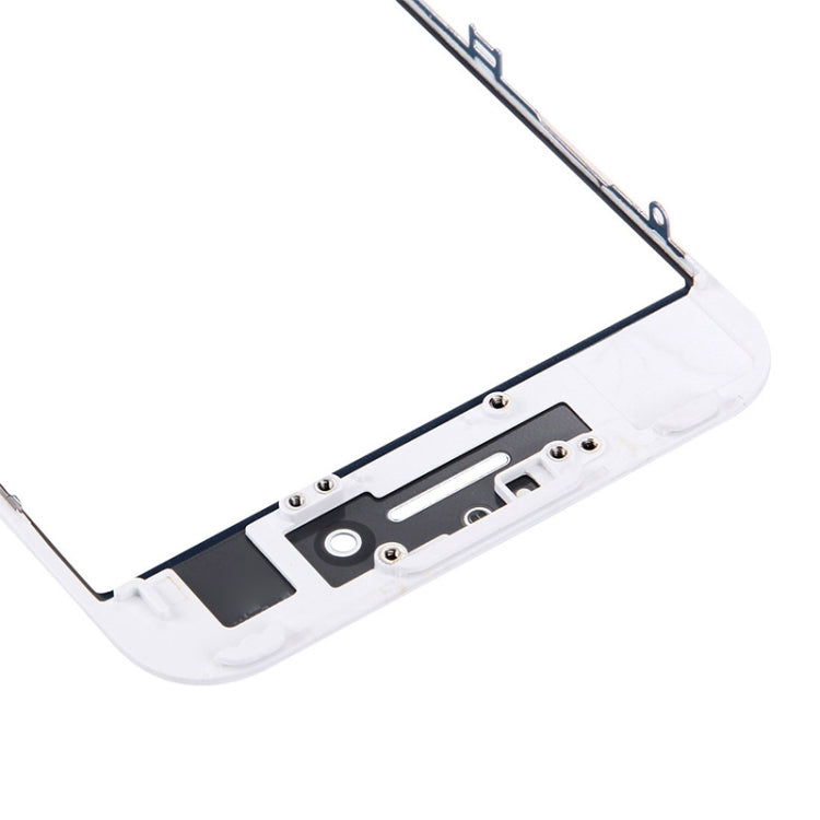 Lentille extérieure en verre d'écran avant avec cadre de lunette d'écran LCD avant pour iPhone 7 (blanc)