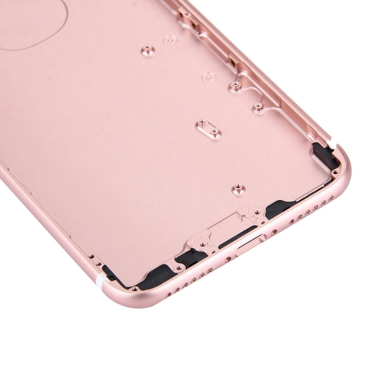 5 en 1 Para iPhone 7 (Tapa de Batería + Bandeja Para Tarjetas + Tecla de Control de Volumen + Botón de Encendido + Tecla Vibradora del interruptor de Silencio) Cubierta de la Carcasa de Ensamblaje Completo (Oro Rosa)