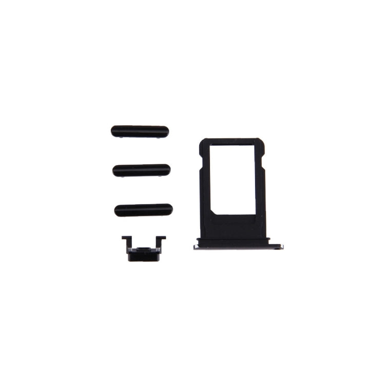 Plateau de carte + touche de contrôle du volume + bouton d'alimentation + touche vibreur avec interrupteur muet pour iPhone 7 (noir)