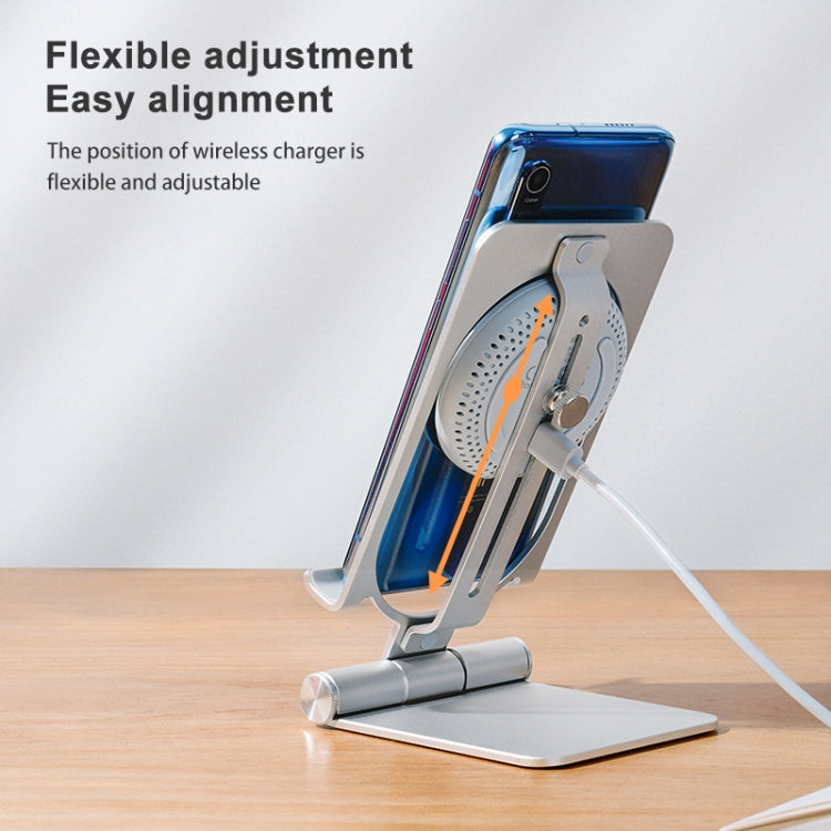 Nillkin 2 in 1 15W PowerHold Mini Detachable Folding Mobile Phone Vertical Stand with Wireless Charger (Silver)