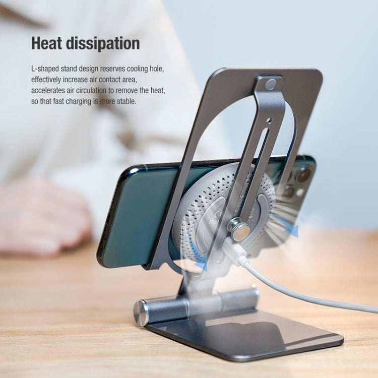 Nillkin 2 in 1 15W PowerHold Mini Detachable Folding Mobile Phone Vertical Stand with Wireless Charger (Silver)