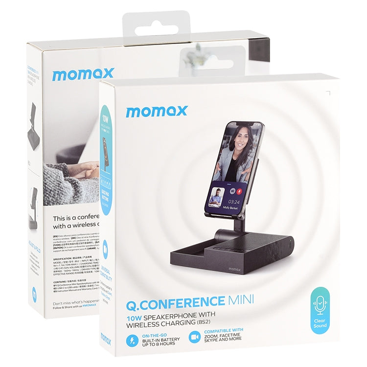 Momax BS2D Mini Wireless Charger Conference Speaker Mini Function