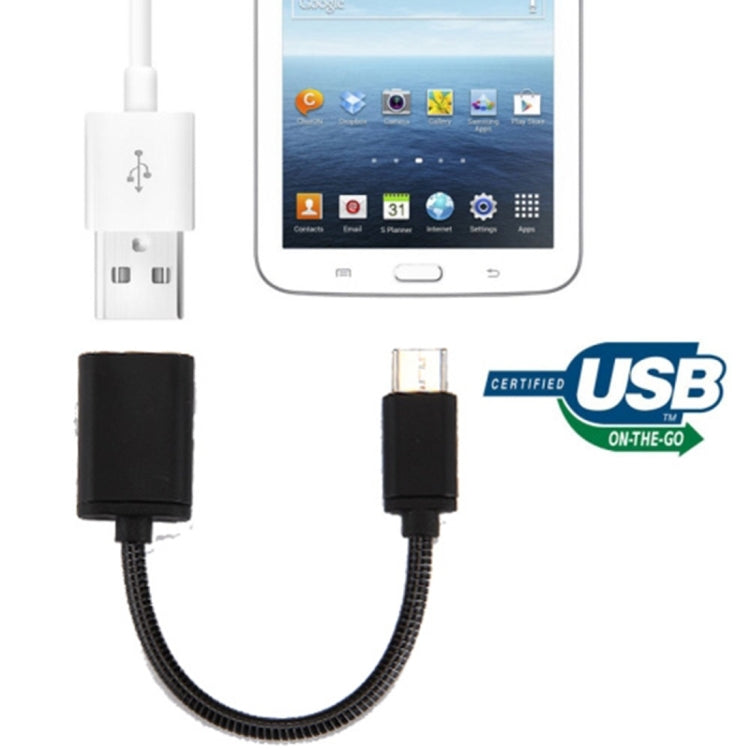 Cable de Datos de Carga de Cable OTG de alambre de metal Macho Tipo C Hembra de 8.3cm USB Para Galaxy S8 y S8 + / LG G6 / Huawei P10 y P10 Plus / Oneplus 5 / Xiaomi Mi6 y Max 2 / y otros Teléfonos Inteligentes (Negro)