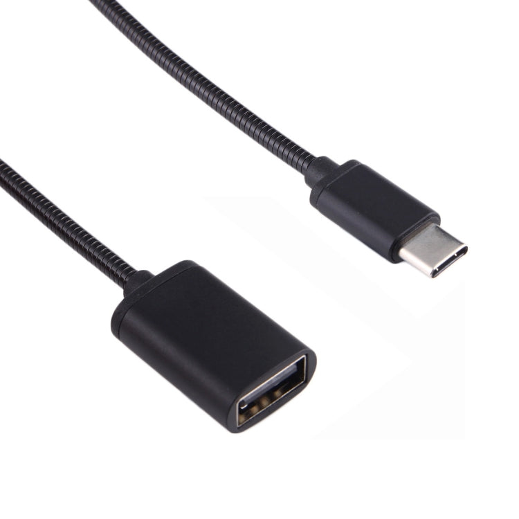 Cable de Datos de Carga de Cable OTG de alambre de metal Macho Tipo C Hembra de 8.3cm USB Para Galaxy S8 y S8 + / LG G6 / Huawei P10 y P10 Plus / Oneplus 5 / Xiaomi Mi6 y Max 2 / y otros Teléfonos Inteligentes (Negro)