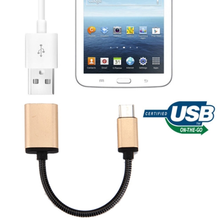 3.3 "USB Type C Mâle Fil Métallique Câble OTG Câble De Données De Charge Pour Galaxy S8 &amp; S8 + / LG G6 / Huawei P10 &amp; P10 Plus / Oneplus 5 / Xiaomi Mi6 &amp; Max 2 / et autres Smartphones (Or)