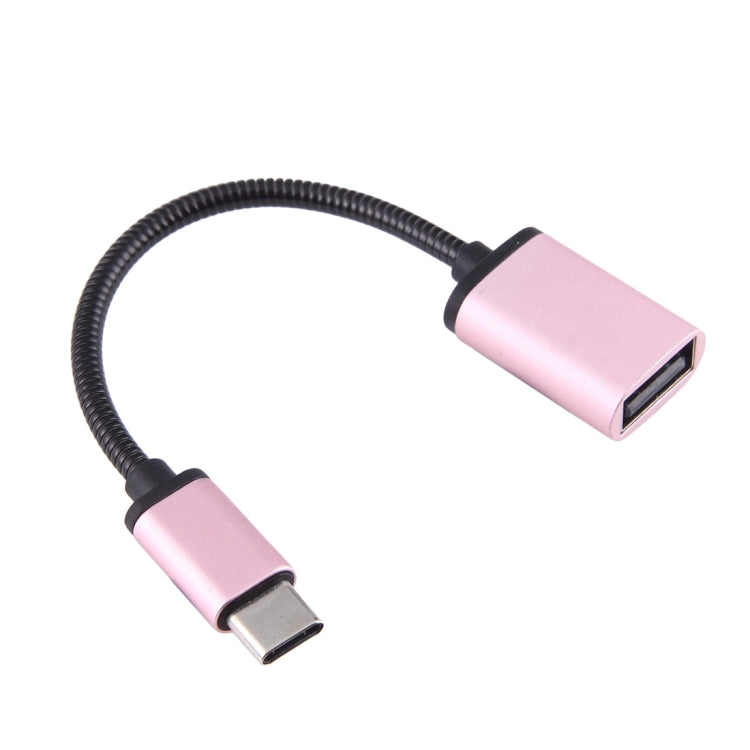 Cable de Datos de Carga de Cable OTG de alambre de metal Macho Tipo C Hembra de 8.3cm USB Para Galaxy S8 y S8 + / LG G6 / Huawei P10 y P10 Plus / Oneplus 5 / Xiaomi Mi6 y Max 2 / y otros Teléfonos Inteligentes (Oro Rosa)