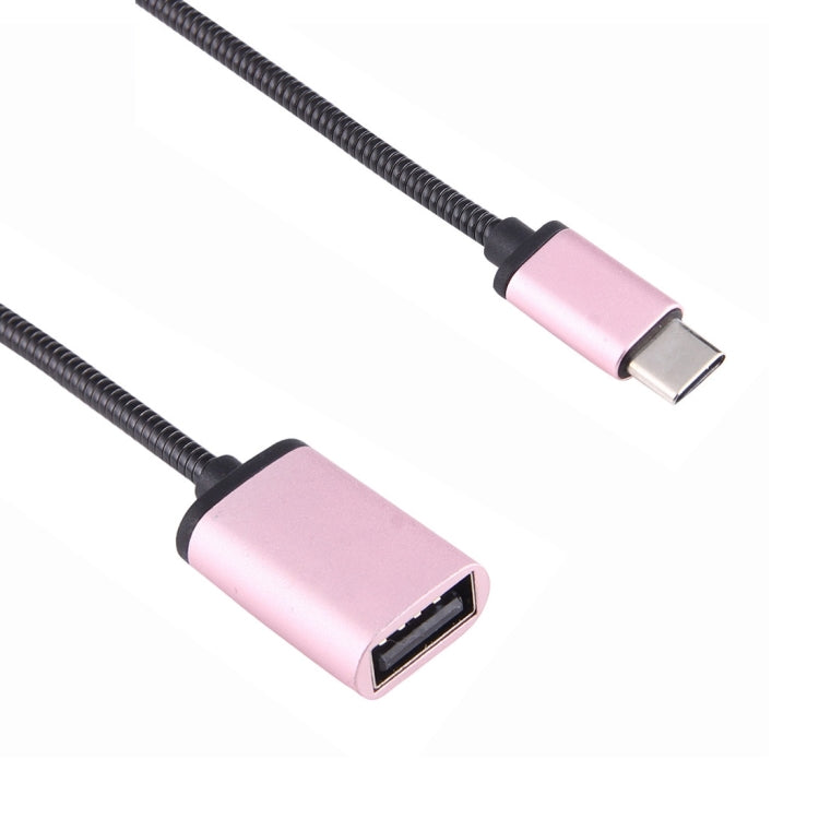 Cable de Datos de Carga de Cable OTG de alambre de metal Macho Tipo C Hembra de 8.3cm USB Para Galaxy S8 y S8 + / LG G6 / Huawei P10 y P10 Plus / Oneplus 5 / Xiaomi Mi6 y Max 2 / y otros Teléfonos Inteligentes (Oro Rosa)