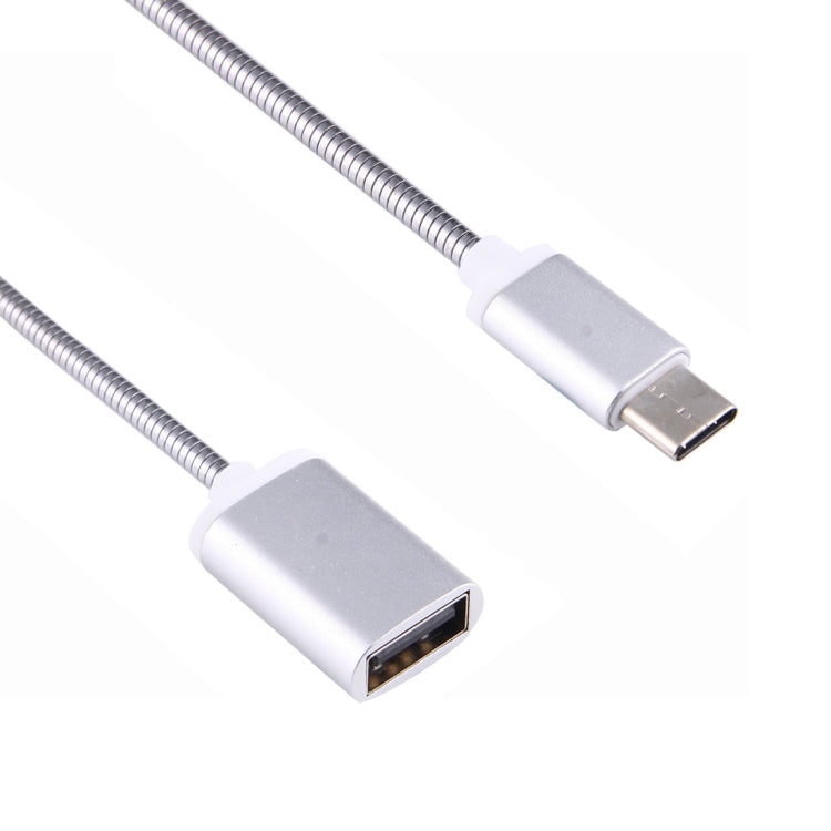 Cable de Datos de Carga de Cable OTG de alambre de metal Macho Tipo C Hembra de 8.3cm USB Para Galaxy S8 y S8 + / LG G6 / Huawei P10 y P10 Plus / Oneplus 5 / Xiaomi Mi6 y Max 2 / y otros Teléfonos Inteligentes (Plateado)