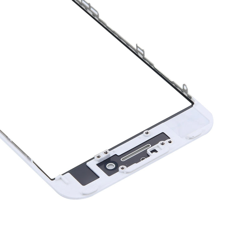 Lentille extérieure en verre d'écran avant avec cadre de lunette d'écran LCD avant pour iPhone 7 (blanc)