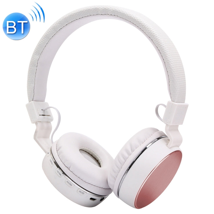 Foldable Stereo Wireless Bluetooth Headphones with Headband SH-16 Supports 3.5mm Audio Hands-Free Calls TF Card and FM for iPhone iPad iPod Samsung HTC Sony Huawei Xiaomi and Other Audio Devices (Rose Gold)