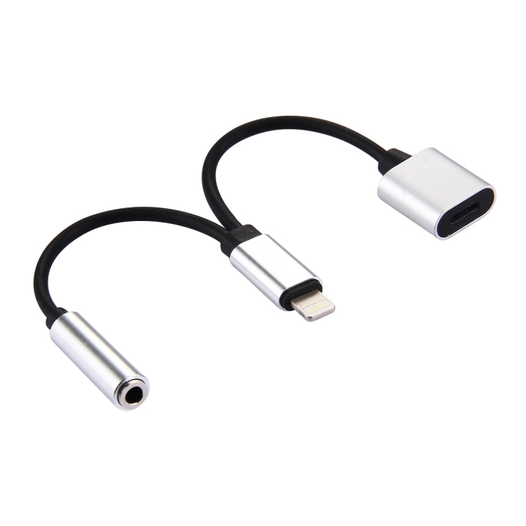 10cm 8 PIN Female and 3.5mm Female Audio to 8 PIN Male Charger Cable Cord Support IOS 10.3.1 (Silver)
