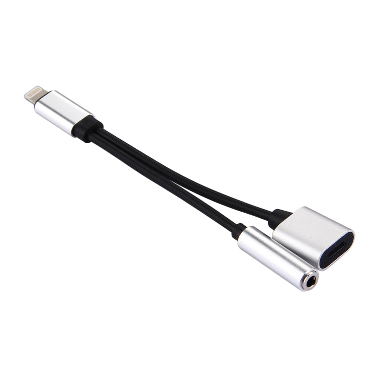 10cm 8 PIN Female and 3.5mm Female Audio to 8 PIN Male Charger Cable Cord Support IOS 10.3.1 (Silver)