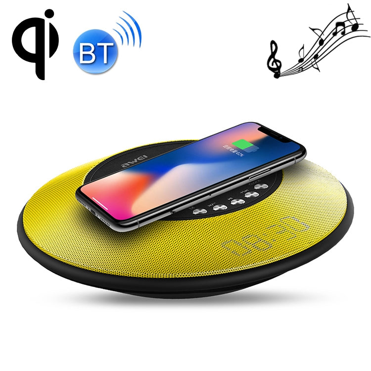 Awei Y290 5W Fast Wireless Charger with Bluetooth Speaker (Yellow)