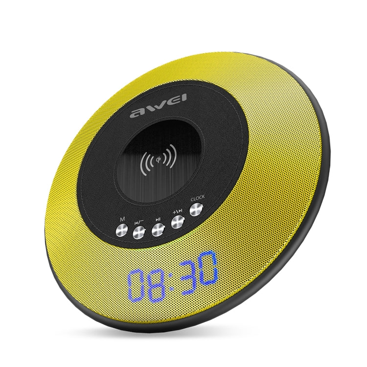Awei Y290 5W Cargador Inalámbrico Rápido con altavoz Bluetooth (amarillo)