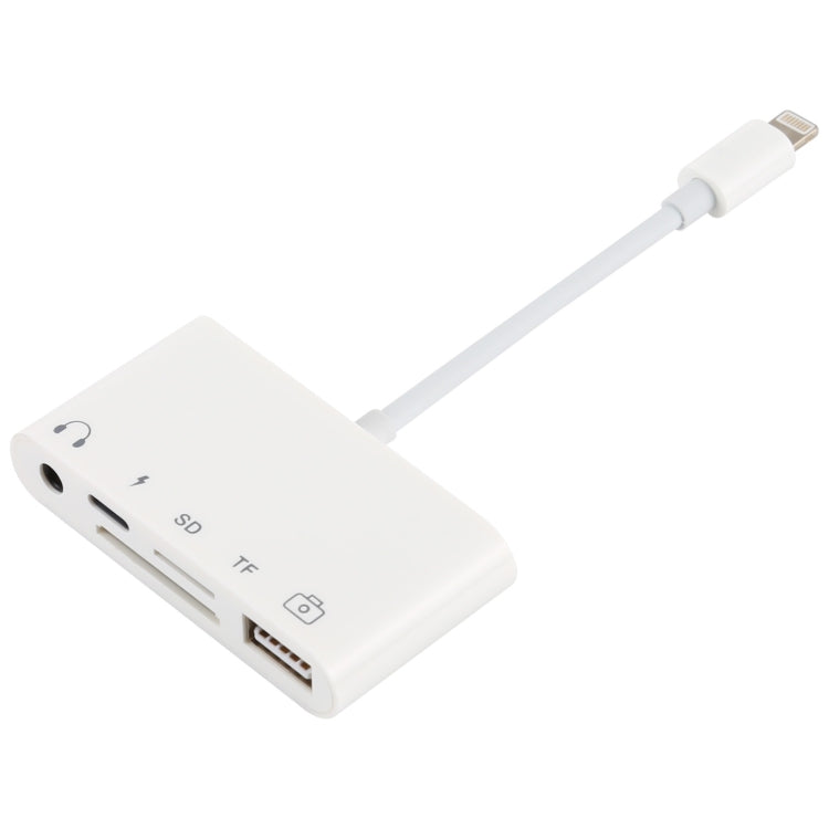 5 in 1 8 Pin to USB HUB + USB-C / Type-C + 3.5mm Earphone + SD + TF Card Reader for MacBook PC Laptop Smartphones