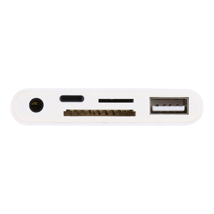 HUB 5 en 1 8 broches vers USB + USB-C / Type-C + Écouteur 3,5 mm + Lecteur de carte SD + TF pour MacBook PC Smartphones portables
