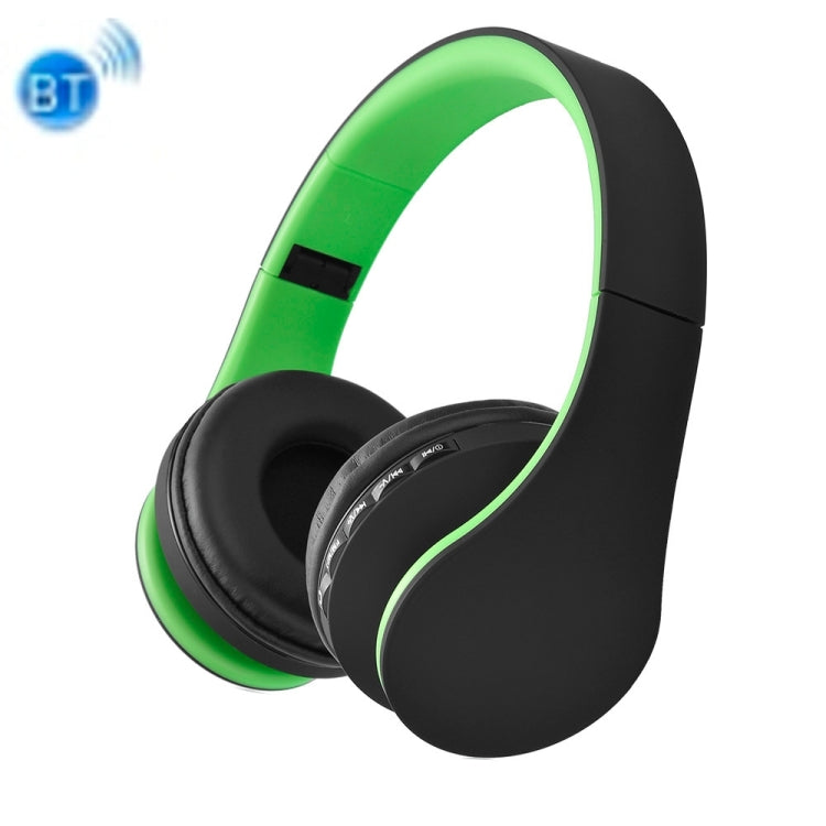 BTH-811 Casque Bluetooth stéréo pliable sans fil avec lecteur MP3 Radio FM pour Xiaomi iPhone iPad iPod Samsung HTC Sony Huawei et autres appareils audio (Vert)