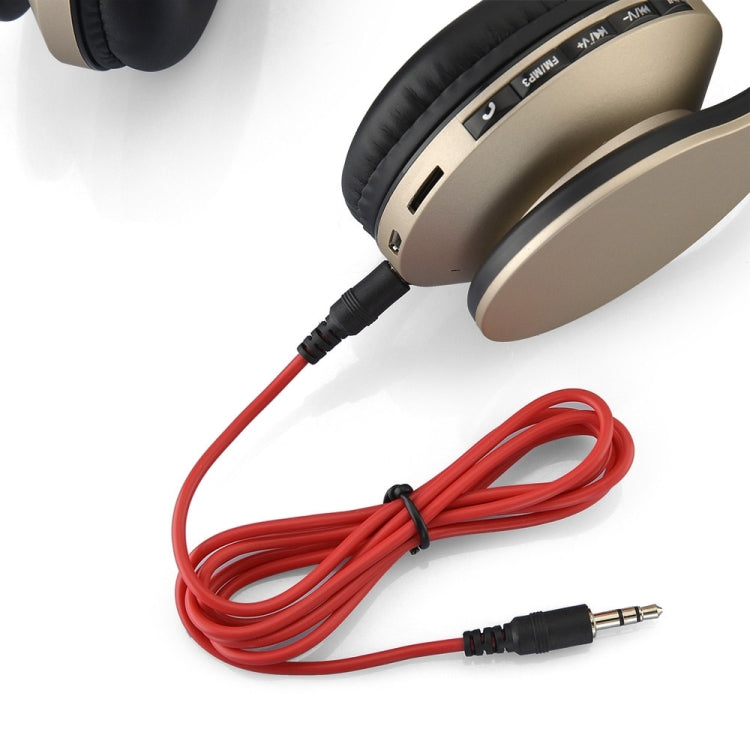 BTH-811 Auriculares Bluetooth Inalámbricos Stereo plegables con reproductor MP3 Radio FM para Xiaomi iPhone iPad iPod Samsung HTC Sony Huawei y otros dispositivos de Audio (Oro)