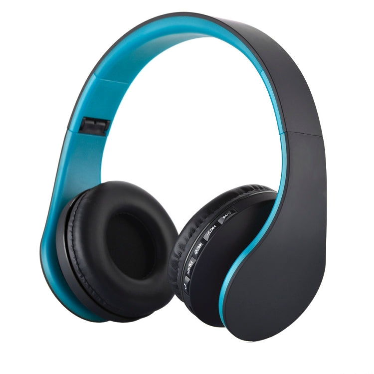 BTH-811 Foldable Stereo Wireless Bluetooth Headphones with MP3 Player FM Radio for Xiaomi iPhone iPad iPod Samsung HTC Sony Huawei and Other Audio Devices (Blue)