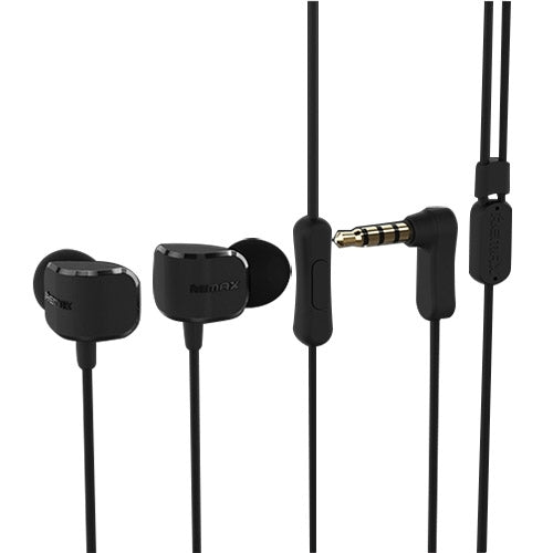 Remax RM-502 - 3.5mm Wired Elbow Heavy Bass In-Ear Sports Headphones with Mic (Black)