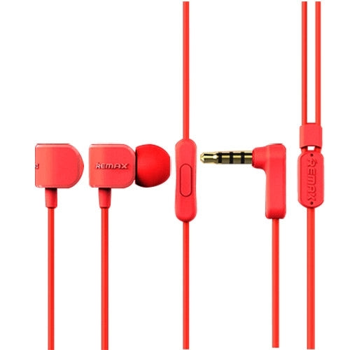 Remax RM-502 Codo 3.5 mm Auriculares Deportivos de graves pesados con Cable en la Oreja y Micrófono (Rojo)