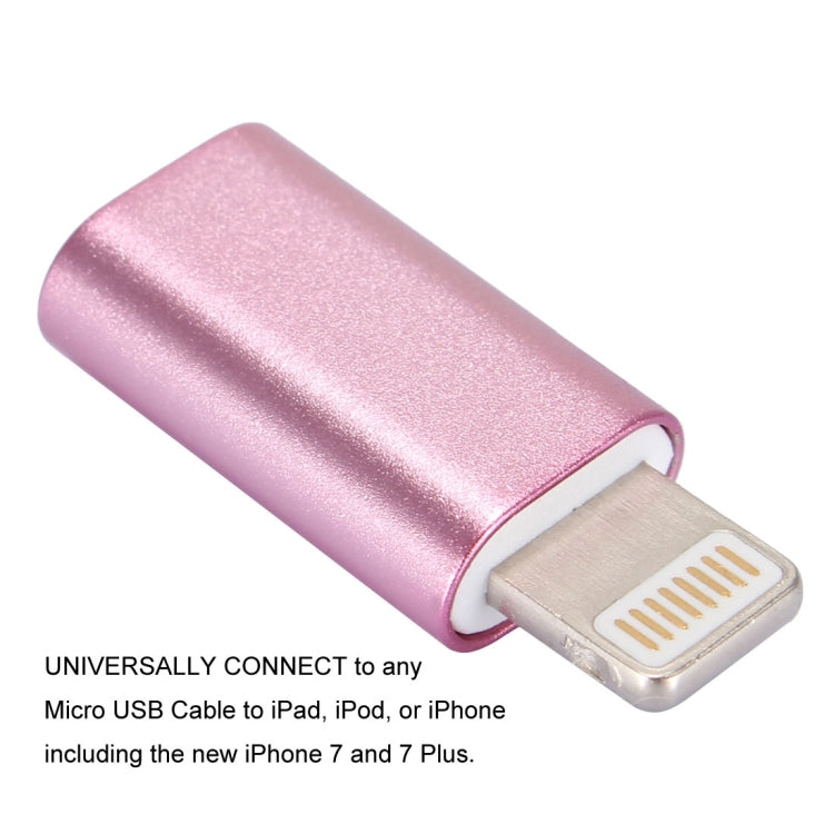 Enkay Hat-Prince Aluminum Alloy 8 Pin Male to Micro USB Female Data Transmission Charging Adapter For iPhone XR / iPhone XS Max / iPhone X XS / iPhone 8 8 Plus / iPhone 7 7 Plus / iPhone 6 6s 6 Plus 6s Plus / iPad (Pink)