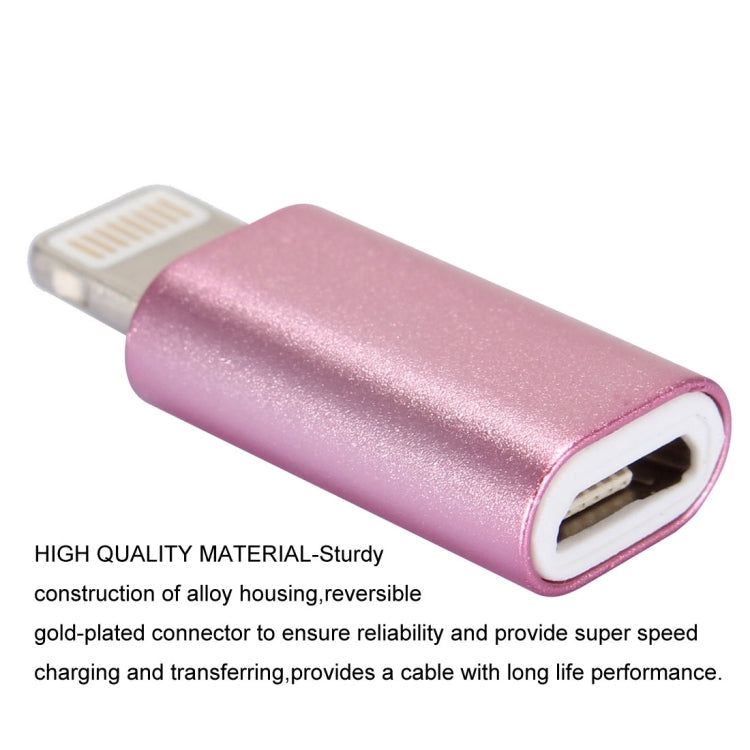 Enkay Hat-Prince Aluminum Alloy 8 Pin Male to Micro USB Female Data Transmission Charging Adapter For iPhone XR / iPhone XS Max / iPhone X XS / iPhone 8 8 Plus / iPhone 7 7 Plus / iPhone 6 6s 6 Plus 6s Plus / iPad (Pink)