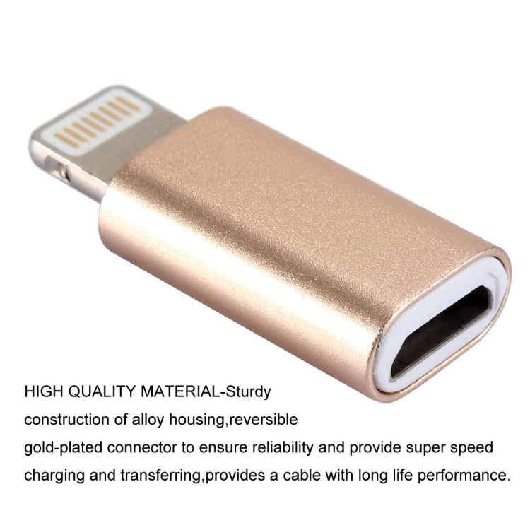Enkay Hat-Prince Aluminum Alloy 8 Pin Male to Micro USB Female Data Transmission Charging Adapter For iPhone XR / iPhone XS Max / iPhone X XS / iPhone 8 8 Plus / iPhone 7 7 Plus / iPhone 6 6s 6 Plus 6s Plus / iPad (Golden)
