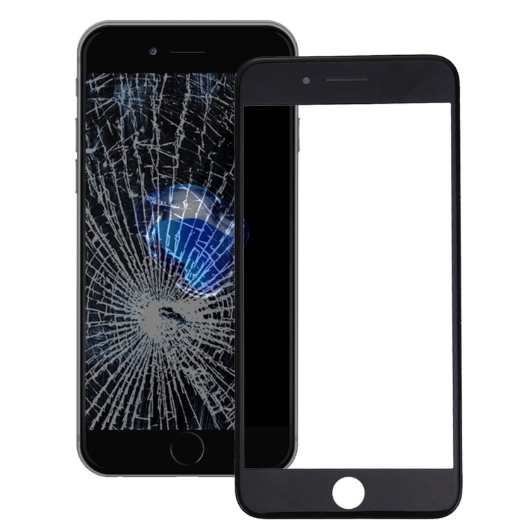 2 en 1 pour iPhone 7 Plus (lentille extérieure en verre d'écran avant d'origine + cadre d'origine) (noir)