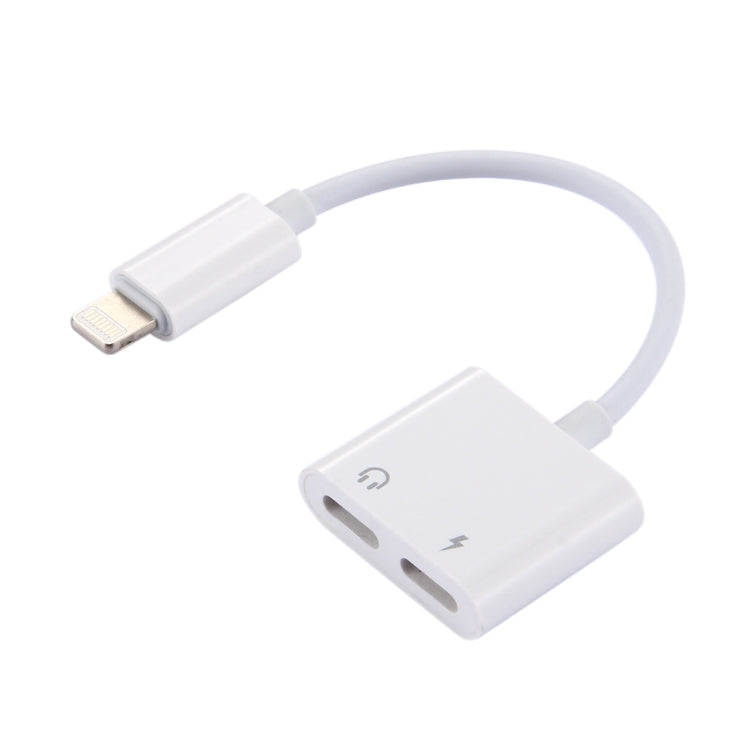 2 in 1 8 Pin Male to 8 Pin Charging + 8 Pin Audio Female Headphone Adapter with Call Function Support iOS 10.3.1 or above (White)