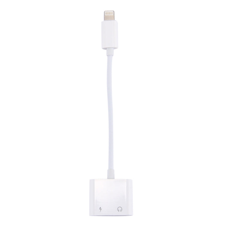 2 in 1 8 Pin Male to 8 Pin Charging + 8 Pin Audio Female Headphone Adapter with Call Function Support iOS 10.3.1 or above (White)