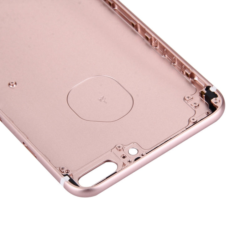 5 en 1 Para iPhone 7 Plus (Tapa de Batería + Bandeja Para Tarjetas + Tecla de Control de Volumen + Botón de Encendido + Tecla Vibradora del interruptor de Silencio) Cubierta de la Carcasa de Montaje Completo (Oro Rosa)
