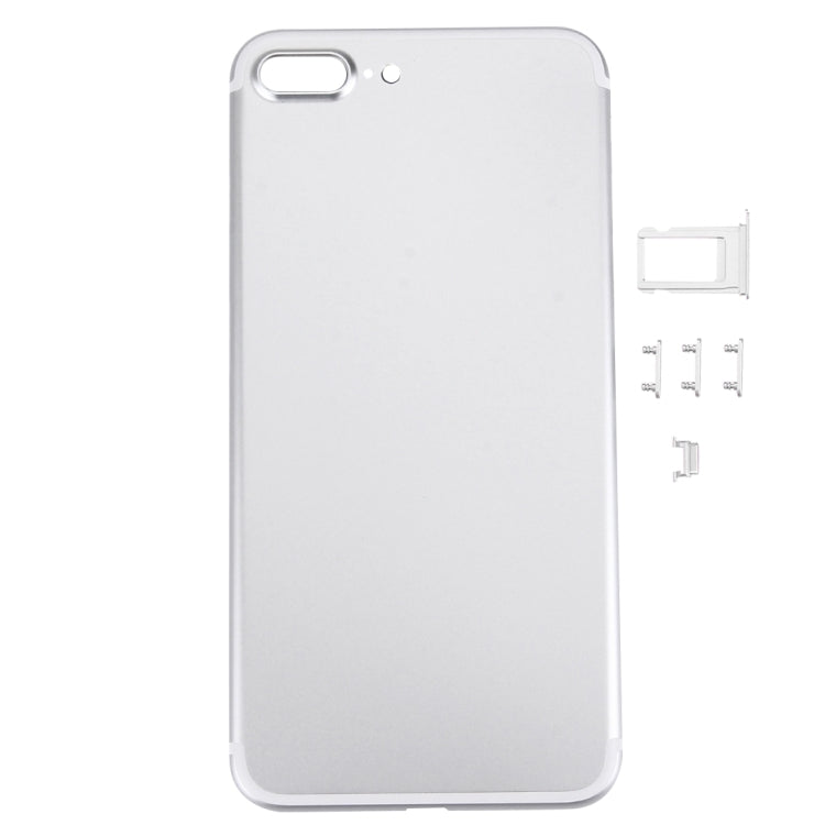 5 en 1 Para iPhone 7 Plus (Tapa de Batería + Bandeja Para Tarjetas + Tecla de Control de Volumen + Botón de Encendido + Tecla Vibradora del interruptor de Silencio) Cubierta de la Carcasa de Montaje Completo (Plata)